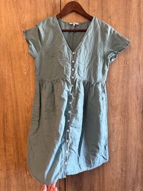 Madewell Alexandra Women's Linen-Blend Button-Front Mini Dress Size S